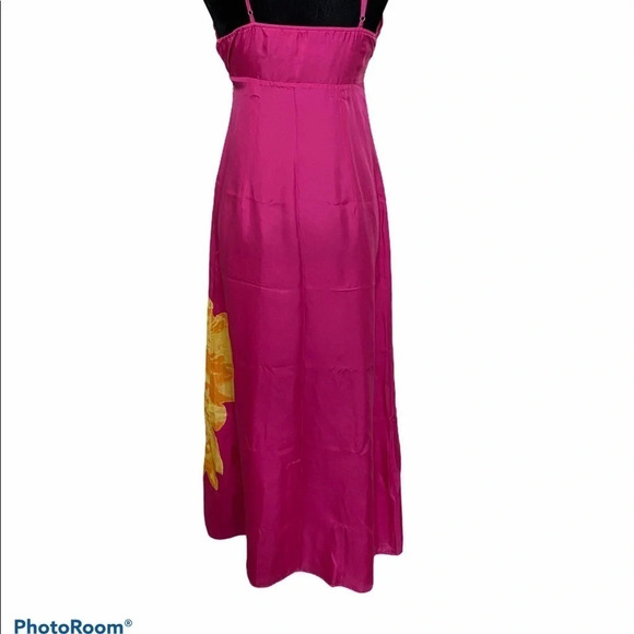 Express Y2K 90’ 100% Silk Pink Maxi Dress w/ flower detail - Picture 17 of 17